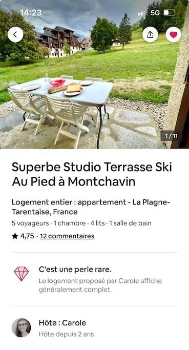 Superb Studio Terrace Ski In Montchavin La Plagne-Tarentaise Apartment